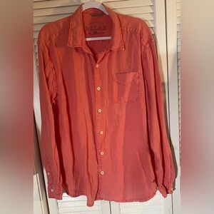 Tommy Bahama Long Sleeve Button Up Shirt Size XL/TG Paradise Coral 100% Linen